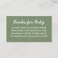 Books for Baby Sage Green Enclosure Card