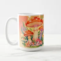 Cottage Core Mushrooms and Flowers Personalized Coffee Mug