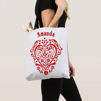 Romantic Red Heart Personalized Tote Bag