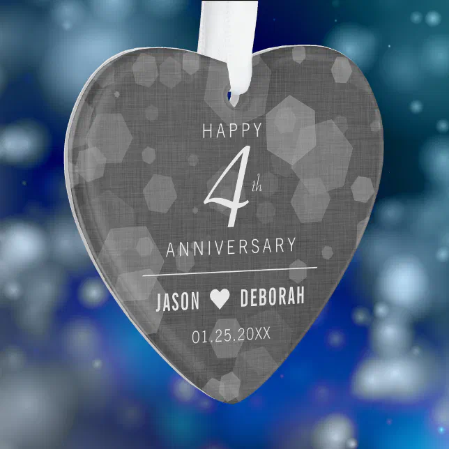 Elegant 4th Linen Wedding Anniversary Celebration Ornament