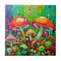 Watercolor Abstract Mushrooms  Ceramic Tile