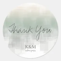 Watercolor Reflections Thank You Sage ID774 Classic Round Sticker