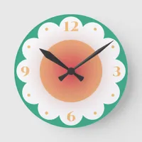 Cute Girl Floral Cartoon Daisy Nursery Round Clock