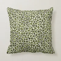 Green White Black Leopard Print Throw Pillow