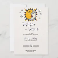 Mexican Sun Moon Stars Mystical Celestial Wedding Invitation