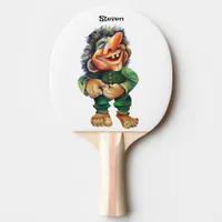 Scandinavian Funny Troll Illustration Watercolor Ping Pong Paddle