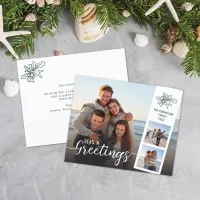 Budget Beach Script 3 Photo Collage Christmas Card