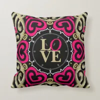 Decorative Gold & Hot Pink LOVE Pillow