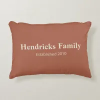 Orange Family Name "Established" with Back Pattern Accent Pillow