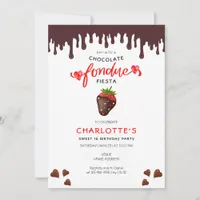 Chocolate Fondue Strawberry Hearts Valentine Invitation