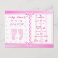 Pink Bows and Polka Dots Baby Shower Invitation