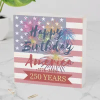 4th of July Happy Birthday America USA 250th Wooden Box Sign