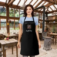 Barista black white cup coffee beans name quote apron