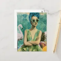 summertime Mixed Media Collage Postcard