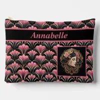 Elegant Deco Lady Black and Gold Print Cut Sew Bag