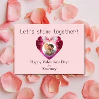 Custom Photo Valentine's Day Disco Heart Card