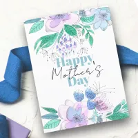 Watercolor Pink and Purple Blossoms Mother's Day Postcard