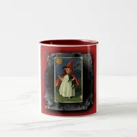 Vintage Young Halloween Witch Two-Tone Coffee Mug