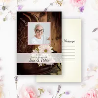 Pink Daisies & Boots Share Memory Funeral Memorial Note Card