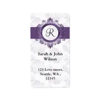 purple monogram return address label