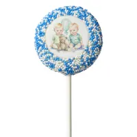 Watercolor Twin Boys Baby Shower Chocolate Covered Oreo Pop