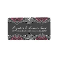 Tribal Dark Pink Damask Address Stickers Label