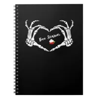 Skeleton Hand Heart Boo Season Spooky Vibe Notebook
