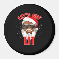 Let's Get Lit Drinking Santa Hat Christmas Lights  Magnet