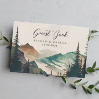 Watercolor Pine Mountain Forest Rustic Wedding Guest Book