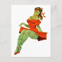 Halloween Retro Zombie Matching Dress and Shoes Postcard