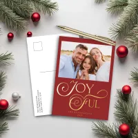 Modern Red Joyful Christmas Holiday Foil Photo