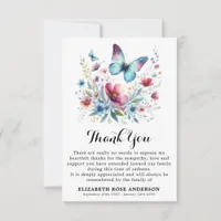 Funeral Butterfly Floral Modern Memorial Sympathy Thank You Card