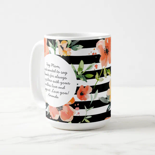 Spring Floral | Black Stripe | Mother's Day Photo Coffee Mug