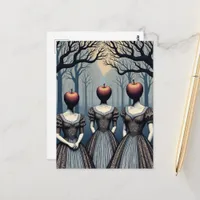 Three Women With Apple Heads in Forest Postcard