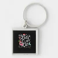 Let's Get Lit Adult Flamingo Funny Christmas Keychain