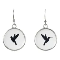 Minimalist Chic Nature Bird Silhouette Hummingbird Earrings