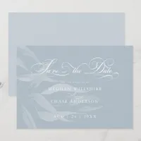 Modern White Foliage on Dusty Blue