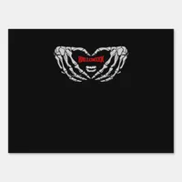 Skeleton Hands Folded In A Heart Funny Halloween Sign