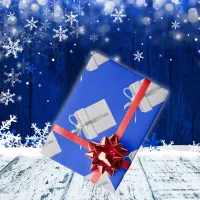 Silver on Blue Christmas | Wrapping Paper