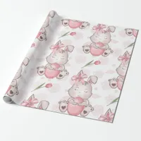 Cute Pink Easter Bunny Wrapping Paper