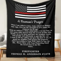 Fireman's Prayer Thin Red Line Firefighter Fleece Blanket