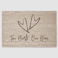 Newlyweds Romantic Two Hearts One Home Fiber Doormat