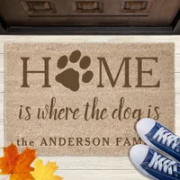 Home Is Where The Dog Is Personalized Name Coir Fiber Doormat
