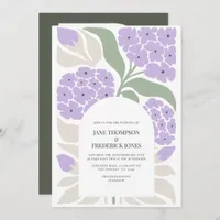 Soft Moss Abstract Floral Modern Spring Wedding Invitation