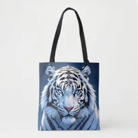 Blue eyed White Tiger Ai Art Tote Bag