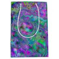 Purple, Blue and Green Marble Fluid Art Medium Gift Bag