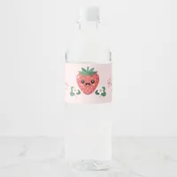 Kawaii Strawberry Baby Shower Water Bottle Label