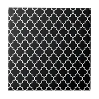 Quatrefoil Black and White Tile