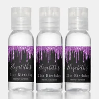 Birthday black purple glitter sparkle luxurious hand sanitizer