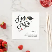 Graduate Fun Facts Script Grad Cap Diploma Napkins